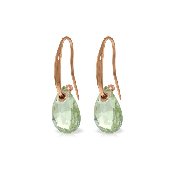 Genuine 8 ctw Green Amethyst Earrings 14KT Rose Gold - REF-36M8T