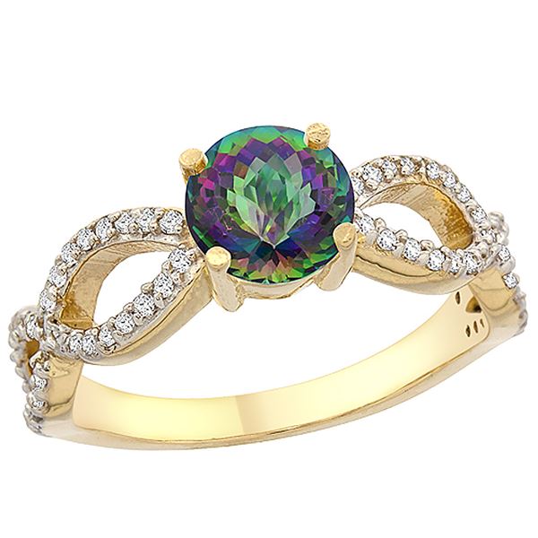 1.25 CTW Mystic Topaz & Diamond Ring 10K Yellow Gold - REF-49Y8V