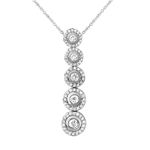 Natural 1 CTW Diamond Necklace 14K White Gold - REF-146X7T