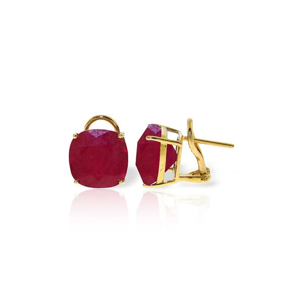 Genuine 13.5 ctw Ruby Earrings 14KT Yellow Gold - REF-118X2M