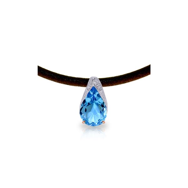 Genuine 6 ctw Blue Topaz Necklace 14KT Rose Gold - REF-30Z5N