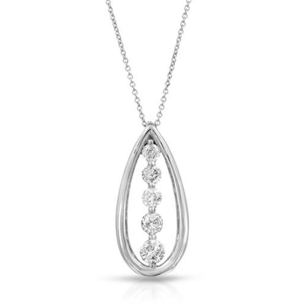 Natural 1 CTW Diamond Necklace 14K White Gold - REF-168M3F