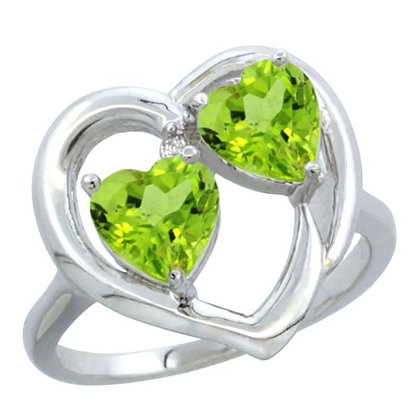 2.60 CTW Peridot Ring 14K White Gold - REF-33H9M