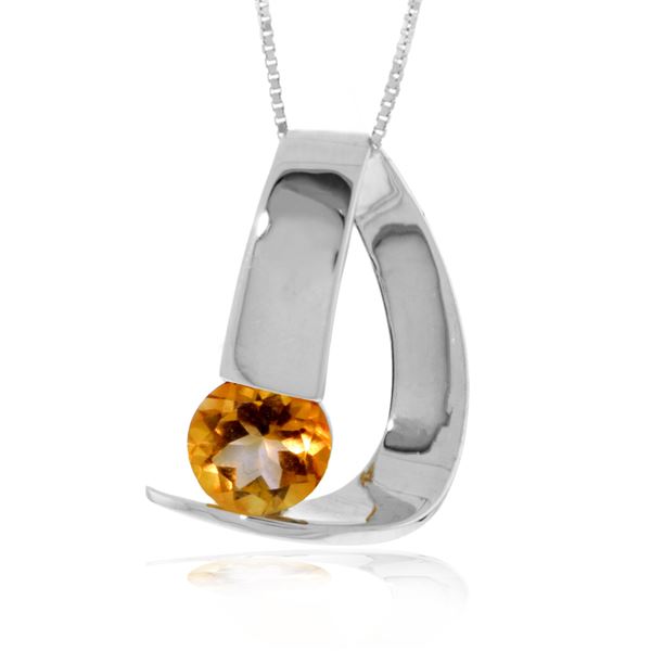 Genuine 1 ctw Citrine Necklace 14KT White Gold - REF-50Y5F