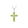 Image 1 : Genuine 1.88 ctw Peridot & Diamond Necklace 14KT White Gold - REF-39N8R