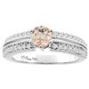 Image 1 : 1 CTW Morganite & Diamond Ring 14K White Gold - REF-69R9H