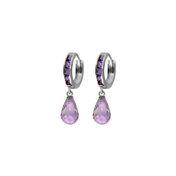 Genuine 5.35 ctw Amethyst Earrings 14KT White Gold - REF-43T6A