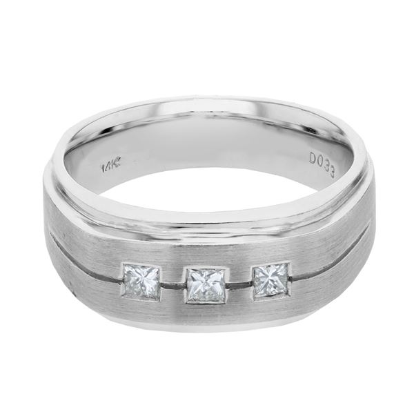 Natural 0.33 CTW Princess Diamond Ring 14K White Gold - REF-170T3X
