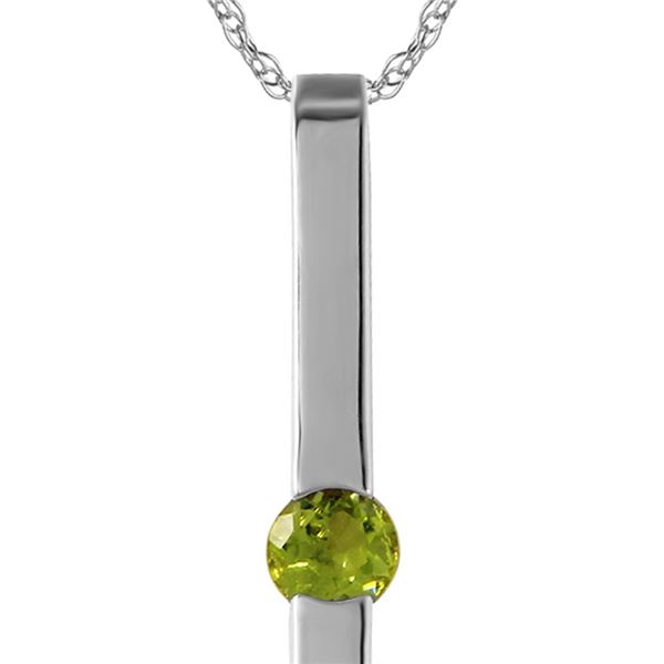 Genuine 0.25 ctw Peridot Necklace 14KT White Gold - REF-25M4T