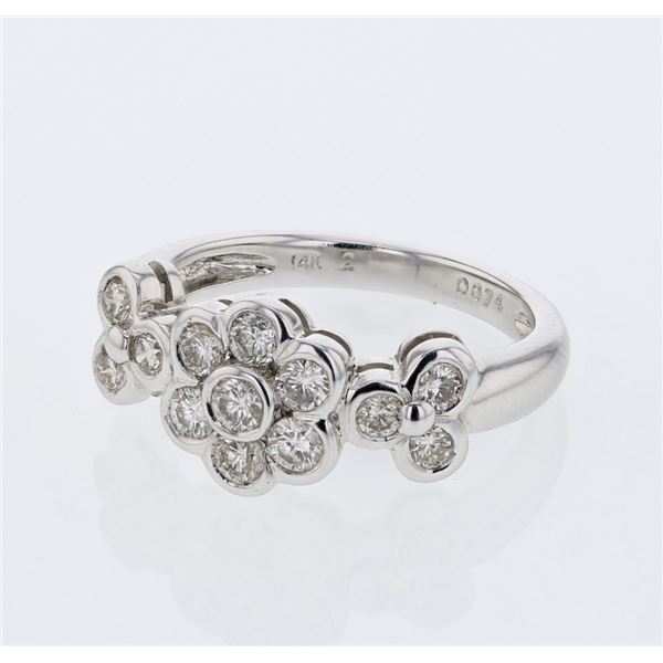 Natural 0.74 CTW Diamond Ring 14K White Gold - REF-90T2X