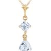 Genuine 2 ctw Aquamarine Necklace 14KT Yellow Gold - REF-30F3Z