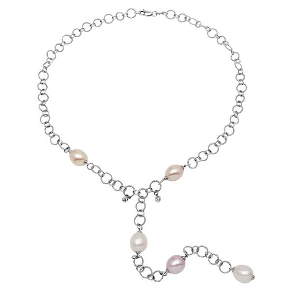 Natural 38.46 CTW Pearl & Diamond Necklace 14K White Gold - REF-114K3R