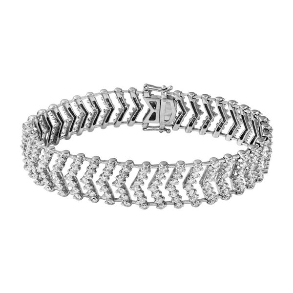 Natural 7.6 CTW Diamond Bracelet 18K White Gold - REF-952W2H