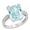 Image 1 : 5.52 CTW Aquamarine & Diamond Ring 14K White Gold - REF-72H3M