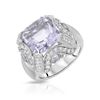 Natural 7.84 CTW Amethyst & Diamond Ring W=16MM 18K Gold - REF-136W8H