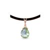 Genuine 6.51 ctw Green Amethyst & Diamond Necklace 14KT Rose Gold - REF-26R9P