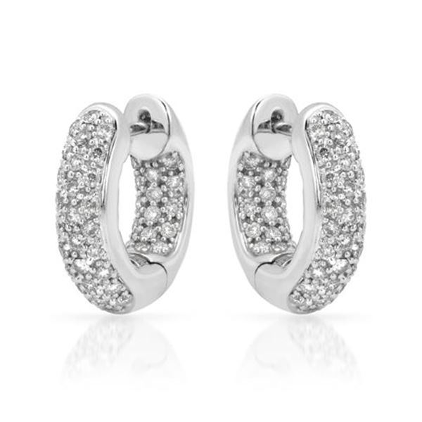 Natural 1.01 CTW Diamond Earrings 14K White Gold - REF-118F8M