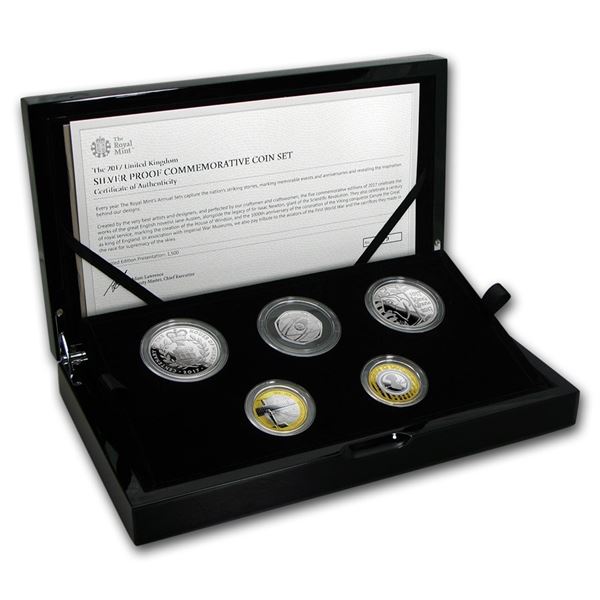 2017 Great Britain 5-Coin Silver Commemorative Proof Set