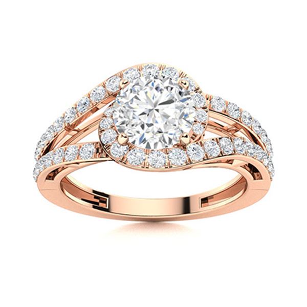 Natural 1.36 CTW Diamond Solitaire Ring 14K Rose Gold