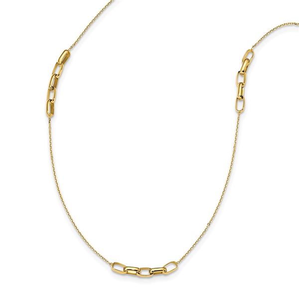 14k Yellow Gold Polished Fancy Link Necklace - 24 in.