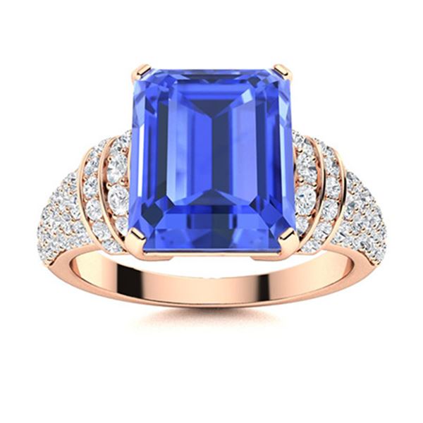 Natural 3.27 CTW Ceylon Sapphire & Diamond Engagement Ring 18K Rose Gold