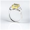 Image 3 : Natural 3.12 CTW Canary Light Yellow Cushion Cut & Bullet Cut Diamond Ring 18KT Two-tone