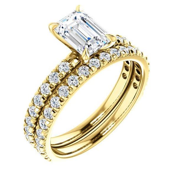 Natural 1.72 CTW Pave Emerald Cut Diamond Engagement Ring 14KT Yellow Gold