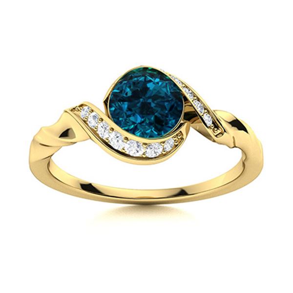 Natural 0.74 CTW Topaz & Diamond Engagement Ring 14K Yellow Gold