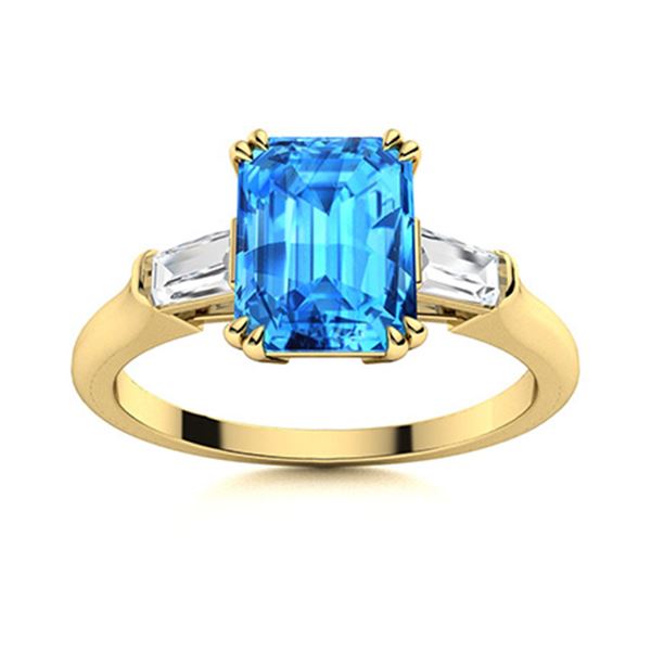 Natural 3.68 CTW Topaz & Diamond Engagement Ring 14K Yellow Gold