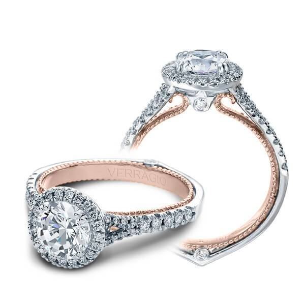 Natural 2.57 CTW Diamond Engagement Halo Ring 18KT Two Tone