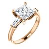 Image 1 : Natural 2.02 CTW Princess Cut & Baguettes 3-Stone Diamond Ring 14KT Rose Gold