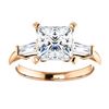Image 3 : Natural 2.02 CTW Princess Cut & Baguettes 3-Stone Diamond Ring 14KT Rose Gold