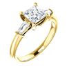 Image 1 : Natural 1.32 CTW Princess Cut & Baguettes 3-Stone Diamond Ring 14KT Yellow Gold