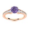 Image 1 : Natural 1.29 CTW Iolite & Diamond Engagement Ring 14K Rose Gold