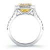 Image 3 : Natural 2.12 CTW Canary Yellow Square Radiant Diamond Ring 14KT White Gold