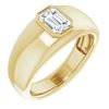 Image 1 : Natural 0.52 CTW Bezel Set Emerald Cut Men's Diamond Ring 14KT Yellow Gold