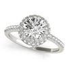 Image 1 : Natural 1.1 ctw Diamond Solitaire Halo Ring 14k White Gold