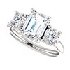 Image 4 : Natural 2.72 CTW 3-Stone Emerald Cut & Round Diamond Engagement Ring 14KT White Gold