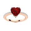 Image 1 : Natural 0.83 CTW Garnet & Diamond Engagement Ring 18K Rose Gold
