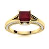 Image 1 : Natural 1.03 CTW Ruby & Diamond Engagement Ring 18K Yellow Gold