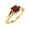 Image 2 : Natural 1.03 CTW Ruby & Diamond Engagement Ring 18K Yellow Gold