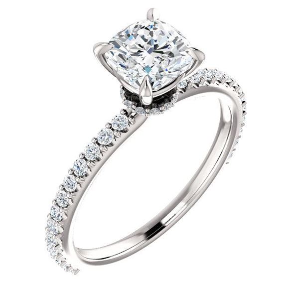 Natural 2.42 CTW Cushion Cut Diamond Engagement Ring 18KT White Gold