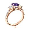 Image 2 : Natural 1.61 CTW Amethyst & Diamond Engagement Ring 14K Rose Gold
