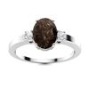 Image 1 : Natural 3.26 CTW Smoky Quartz & Diamond Engagement Ring 18K White Gold