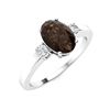 Image 2 : Natural 3.26 CTW Smoky Quartz & Diamond Engagement Ring 18K White Gold