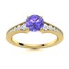 Image 1 : Natural 0.86 CTW Tanzanite & Diamond Engagement Ring 18K Yellow Gold