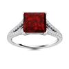 Image 1 : Natural 1.14 CTW Garnet & Diamond Engagement Ring 14K White Gold
