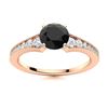Image 1 : Natural 1.46 CTW Onyx & Diamond Engagement Ring 18K Rose Gold