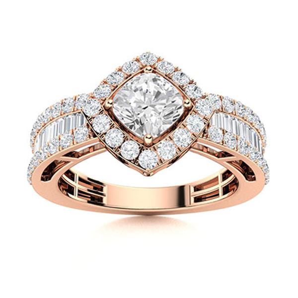 Natural 2.15 CTW Topaz & Diamond Engagement Ring 14K Rose Gold