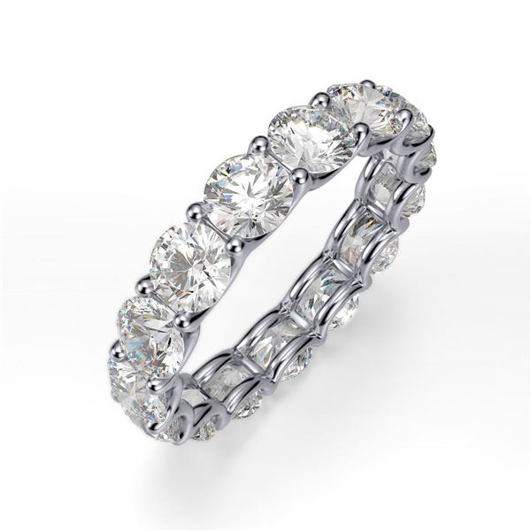 Natural 5.02 CTW U-Setting Round Brilliant Diamond Eternity Ring 18KT White Gold